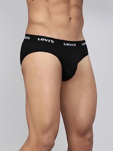 Levi's Men's Cotton Style #009 Neo Regular Fit Solid Brief (Pack of 1) (#009-BRIEF-BLK-P1_Black_L)