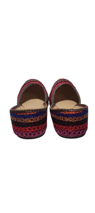 Women's Ethnic Flat Juti || Women's Traditional Slip-On Mojari Jutti, Rajasthani Jutti(Multicolor 3)(9)