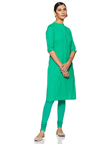 W for Woman Women's Cotton Kurta (19FEW11542-211525_Green_XL (14))