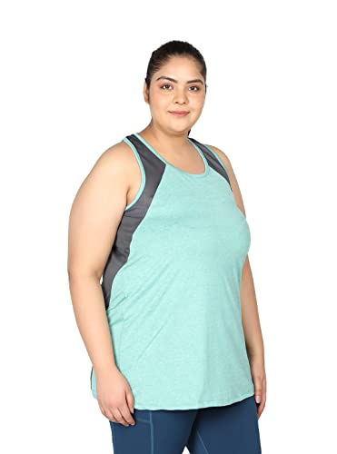 CHKOKKO Women Plus Size Gym Tank Tops Sleeveless Sports Vest Spacedye SeaGreen 3XL