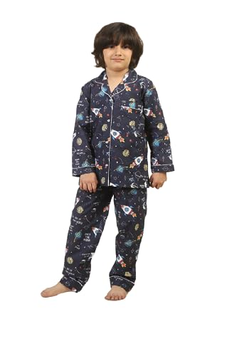 Kidoosleep Night Dress for Kids | Boys/Girls Cotton Printed Night Suit | Full Sleeve Night Dress for Girls, Kids Nightwear | Kids Sleepwear | (2-3 Years) Blue