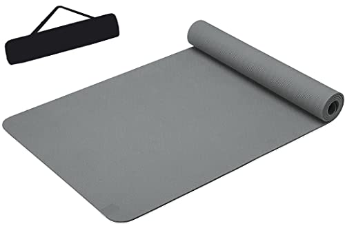 OJS Yoga Mats for Women Yoga mat for men exercise mat for home workout yoga mat for kids Exercise mat for home workout Anti-skid Anti-slip yoga Mate with Carrying Bag (Made in India) (4MM, GREY)