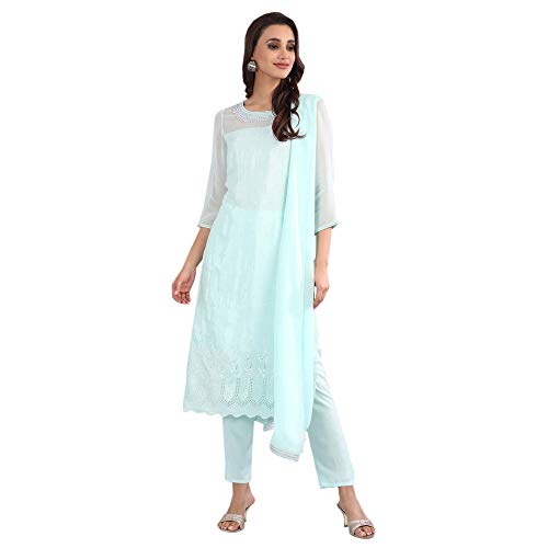 Aurelia Women's Art Silk Salwar Suit Set (19FED10116-600614_T-Blue_M)