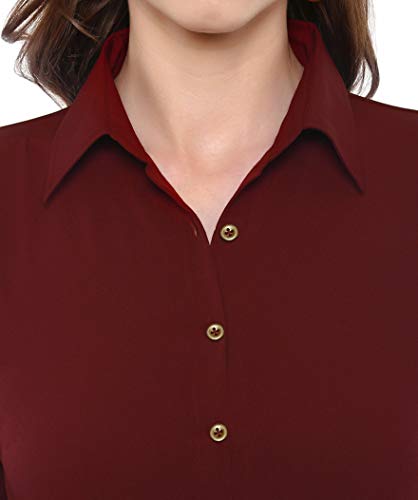 Uptownie Lite Women's Maxi Shirt Dress (Maroon, L)