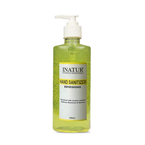 inatur Refreshing Hand Sanitizer Gel 500ml, Gentle on Skin, enriched with Lemon Extract & Aloe Vera