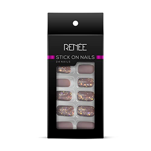 RENEE Stick On Nails DN 04| 24 Reusable Artificial Fake Nail Set| Lightweight & Long Lasting| Easy To Use| Quick Fix For Festivals & Special Occasions