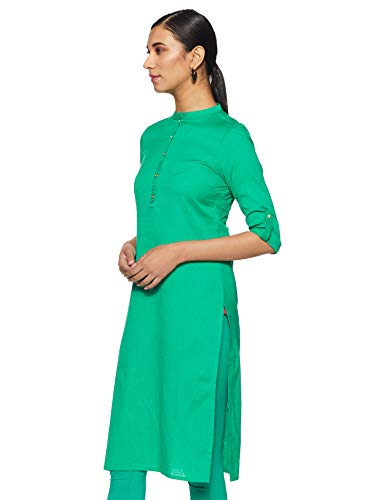 W for Woman Women's Cotton Kurta (19FEW11542-211525_Green_XL (14))