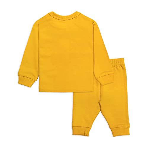 Real Basics Cotton Fleece Clothing Sets for Boys & girls - Unisex Winter Clothing sets Full Sleeve T-shirt & Pant -Size(18-24 Months) -Style(Mustard Lion)