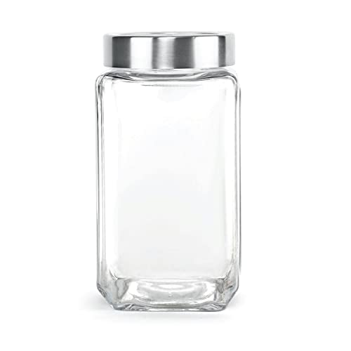 CELLO Qube Fresh Glass Storage Jar, Air Tight, See-Through Lid, Clear, 1000 ml