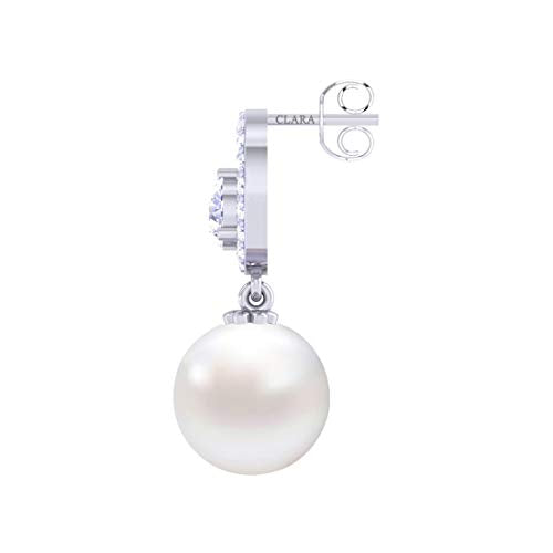 Clara 92.5 Sterling Silver Swiss Zirconia Pearl Earrings Gift for Women and Girls