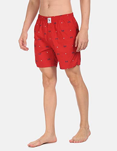 U.S. Polo Assn. Comfort Fit Print Cotton I663 Boxers - Pack Of 1 (RED FLAG M)