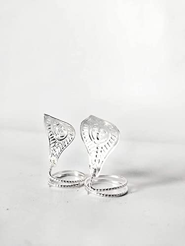 Dharmsaar Pure Silver Nag Nagin Joda, Chandi Naag Nagin Pair for Kaal Sarp Dosh and Vastu (3cm)