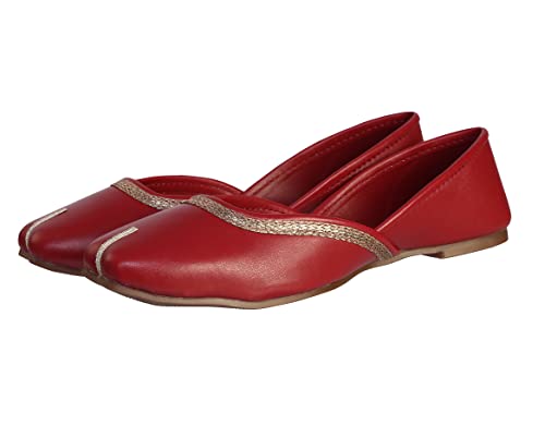 Pluxh Women's Cherry Traditonal Punjabi Juttis Ethnic Shoes 7 UK
