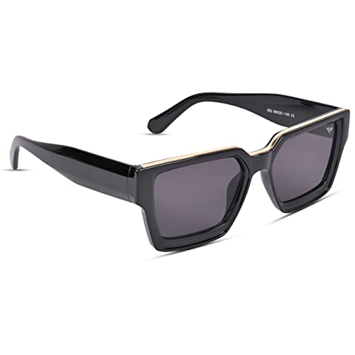 Voyage UV Protected Black Square Men & Women Sunglasses (952MG3669 |Black Lens | Black Frame)