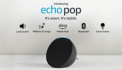 Introducing Echo Pop (2023 release)| Smart speaker with Alexa and Bluetooth| Loud sound, balanced bass, crisp vocals| Black