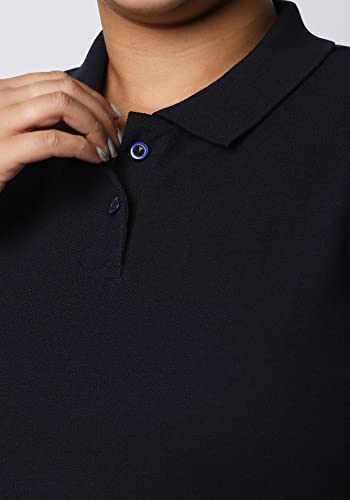 Wear Your Opinion Womens Plus Size Polo Collar Neck T-Shirt Top(XL, Navy)