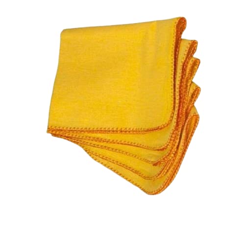 Aegean Pack of 4 Jumbo Yellow Duster 100% Cotton Cleaning Cloth Washable Reusable Multi Purpose Kitchen Dusting Clothe Heavy Duty Polishing Cloth 35 x 45 cm