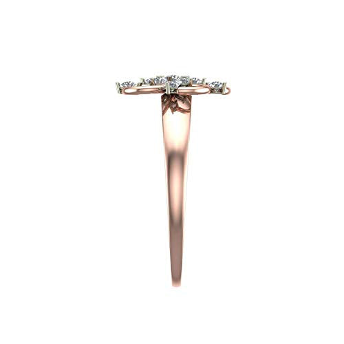 DISHIS 14k (585) Rose Gold Zircon Ring for Women Size 18