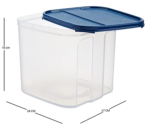 Signoraware 4.5 Litres Modular Multi-Purpose Plastic Containers with Lid for Kitchen Storage | Food Grade BPA Free Leak Proof | Spices Atta Grains and More Organizers (4500ml, Blue)