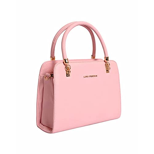 Lino Perros Black Faux Leather Handbag (PINK)