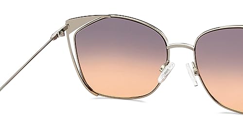 Vincent Chase By Lenskart | Silver Dual Tone Full Rim Cat Eye | Fashion Essentials | Branded Latest and Stylish Sunglasses | 100% UV Protected | Women | Large | VC S15795