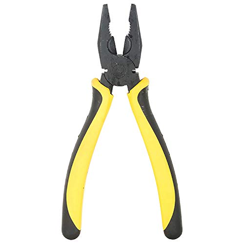 STANLEY 70-482 8'' Sturdy Steel Combination Plier with Anti-Rust properties for gripping, holding and cutting wires, YELLOW & BLACK