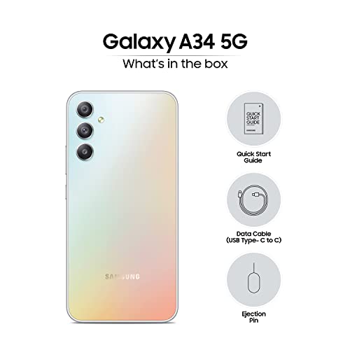 Samsung Galaxy A34 5G (Awesome Silver, 8GB, 128GB Storage) | 48 MP No Shake Cam (OIS) | IP67 | Gorilla Glass 5 | Voice Focus | Without Charger