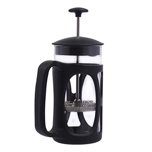 Wonderchef French Press Coffee & Tea Maker 350 ml|Borosilicate Glass Carafe|4 Level Filtration System|Stainless Steel Plunger with Mesh|1-2 Cups of Coffee|Brews in Just 3 Minutes|Black|1 Year Warranty