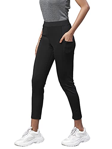 CHKOKKO Women Yoga Track Pants Stretchable Gym Legging Tights with Pocket Black L