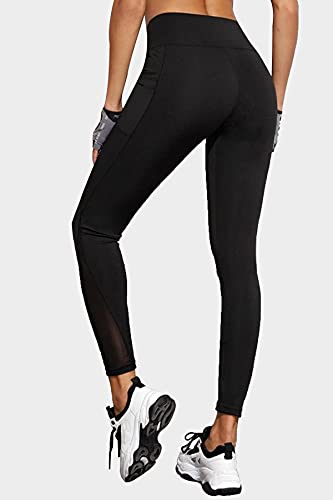 BLINKIN Gym wear Mesh Leggings Workout Pants with Side Pockets Stretch