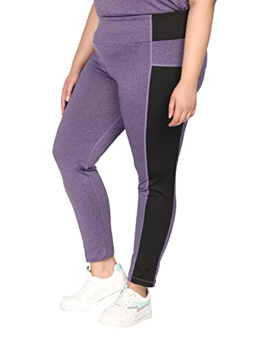 CHKOKKO Women's Regular Fit Polyester Tight (AZPLSSPWMTIGHTS01SELFPURPLE5XL_Purple_5XL)