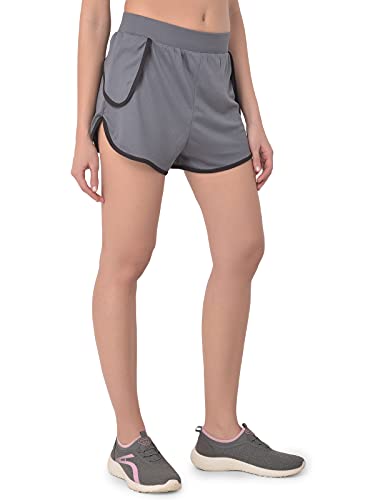 Clovia Women's Activewear Sports Shorts (AB0068P05_Grey_M)