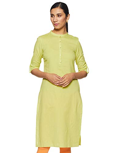 W for Woman Women's Cotton Kurta (19FEW11542-211520_Yellow_XL (14))