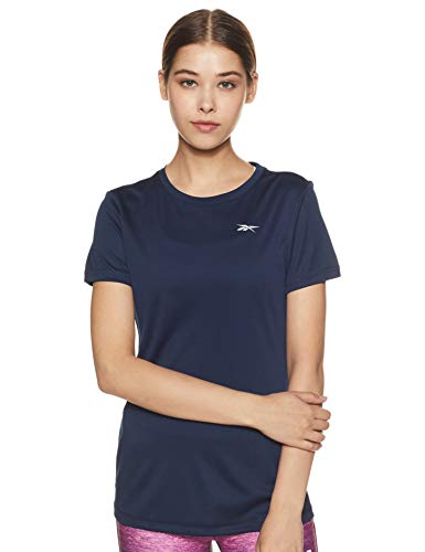 Reebok Women's Striped Slim fit Sports T-Shirt (FQ4935_Collegiate Navy X-Small)