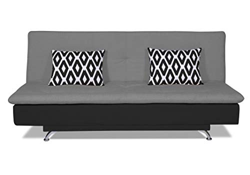 Adorn India Aspen 3 Seater Two Tone Rhombus Sofa Cum Bed (Grey & Black)