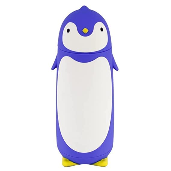 THE NORTHERN COMPANY Cute Mini Penguin Shape Travel Hiking Climbing Vacuum Flasks & Water Bottle Cartoon Style Cute Penguin Shaped Hot and Cold Water Bottle, Cartoon Bottle (Blue)