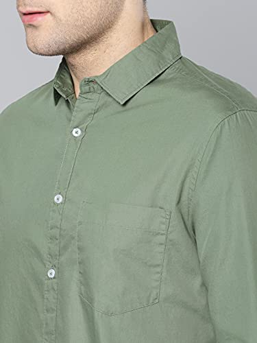 Dennis Lingo Men's Solid Dusty Green Casual Shirt (C301_Dusty Green_M)