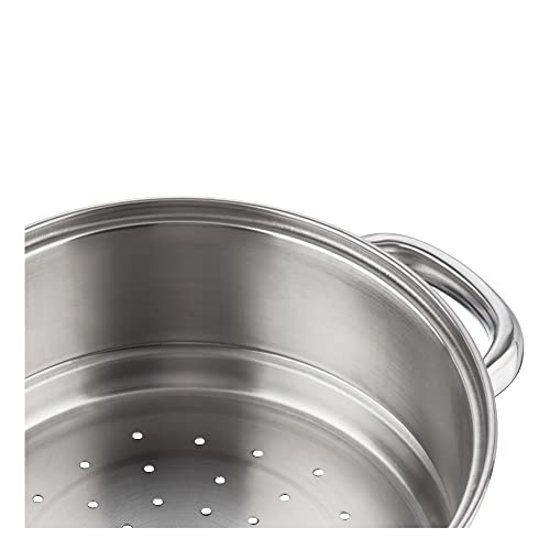 Vinod Stainless Steel 2 Tier Steamer/Momo/Modak Maker with Glass Lid & Riveted Handles of 18cm Diameter (Induction and Gas Stove Friendly) - 2 Year Warranty, Silver