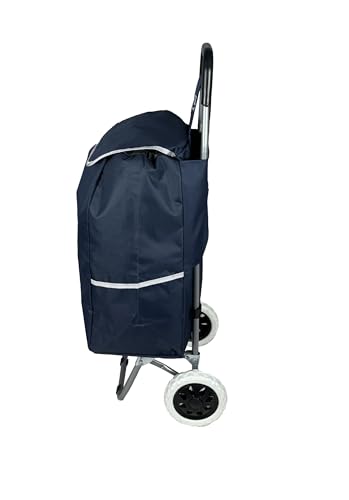 EverBest® Collapsible Shopping Trolley Bag with Wheels | Grocery, Fruits, Vegetables Basket | Laundry Cart | 38 litres Capacity (Blue)