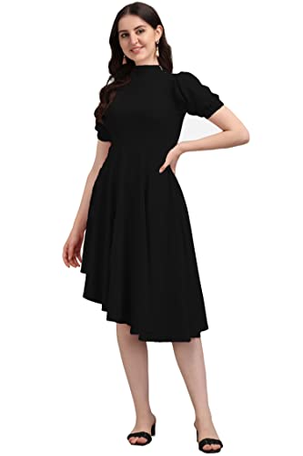 PURVAJA Women's Corduroy Fit and Flare Knee-Length Dress (Ruby-063-BL-M_Black