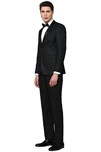 Allen Solly Men's Polyester Blend Two Piece Suit (ASSUTSLF194410_Black