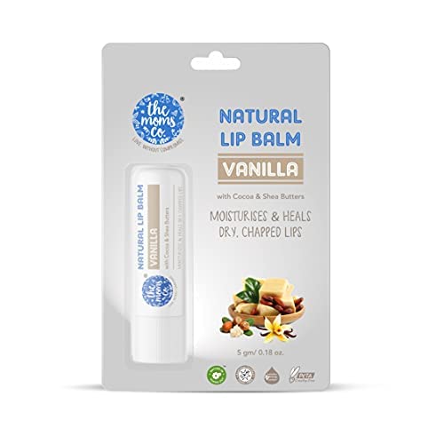 The Moms Co. Natural Lip Balm I Non Sticky I Protects & Nourishes Dry Chapped Lips I Shea & Cocoa Butter(5gm) (Vanilla)