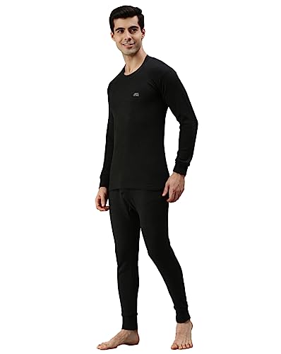 Lux Cottswool Men's Cotton Thermal Set (COTT_Black_FS_RN_TRO_Set_95)