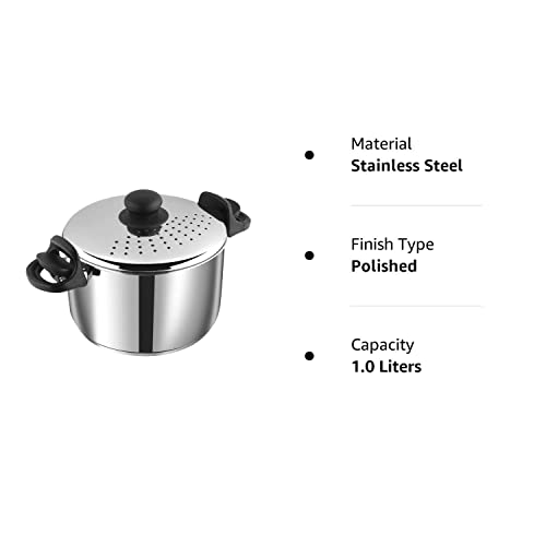 Vinod Stainless Steel Pasta/Noodle Pot with Strainer Lid, Sturdy Lockable Virgin Bakelite Handles,4 litres,Induction Friendly 2 Year Warranty, Silver