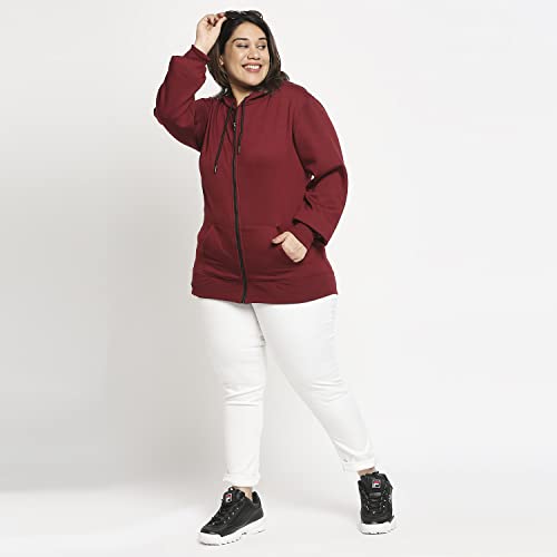 Wear Your Opinion Women's Fleece Hooded Neck Regular Fit Hoodie (Wyo004773Zipplus-F-3Xl-Maroon_Red, Maroon_3Xl)