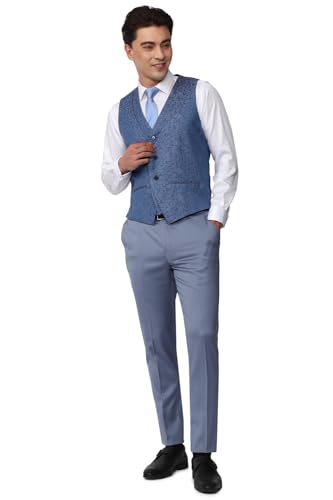 Peter England Men's Polyester Blend Three Piece Suit (PIS3ONSF097120_Blue