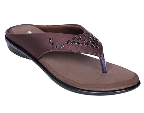 HEALTH FIT Women's Ortho and Diabetic Soft Flatform Sandals (Brown, UK-7)