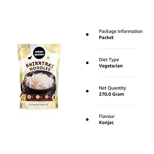 Urban Platter Shirataki Noodles, 270g [Keto-friendly; Low-Carb, Fat-free, Gluten-free; Ultra-low Calorie Konjac Miracle Noodles]