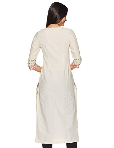 W for Woman Women's Cotton Kurta (18AUW17893-51115_Off White_S (8))