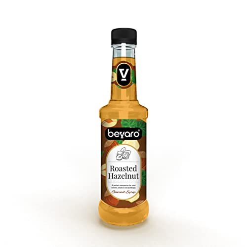 BEVARO Roasted Hazelnut Syrup, 300 ml, Flavoured Hazelnut Syrup for Coffee, Shakes, Hot Brew, Cold Brew, Mocktails, Beverages And Desserts